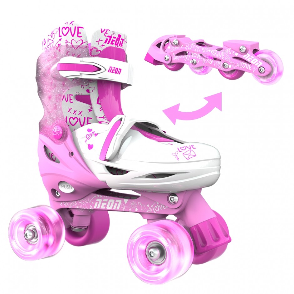 NT09P4 NEON COMBO 2IN1 INLINE&QUAD ROLER (30-33) PINK 1
