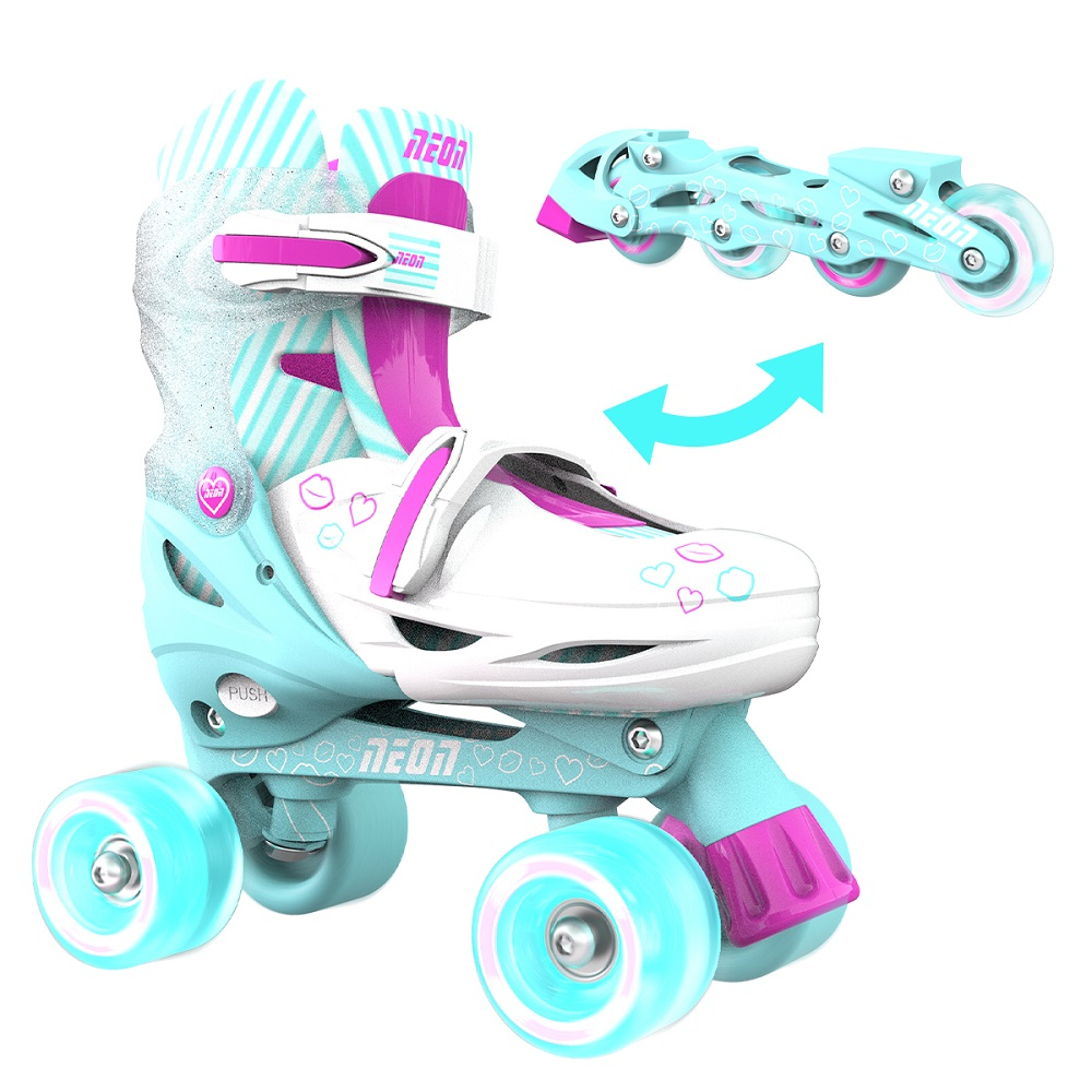 NT10T4 NEON 2IN1 COMBO SKATES ( 34-37) TEAL PINK 1